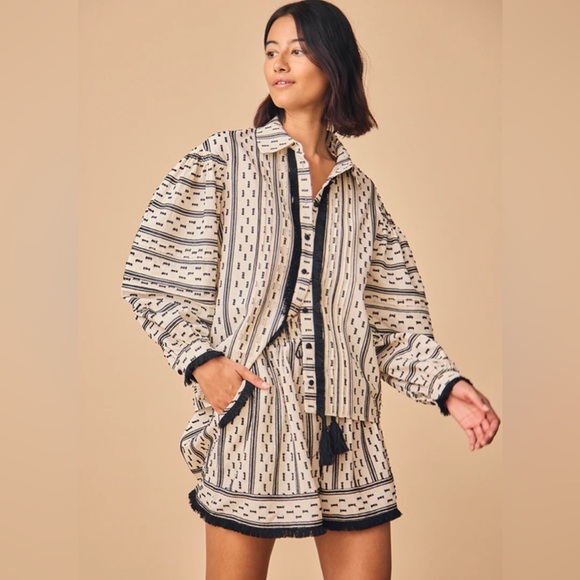 FULL SET | HUNTER BELL Ezra Fringe Top + Helene Clip Dot Shorts - Picture 1 of 16